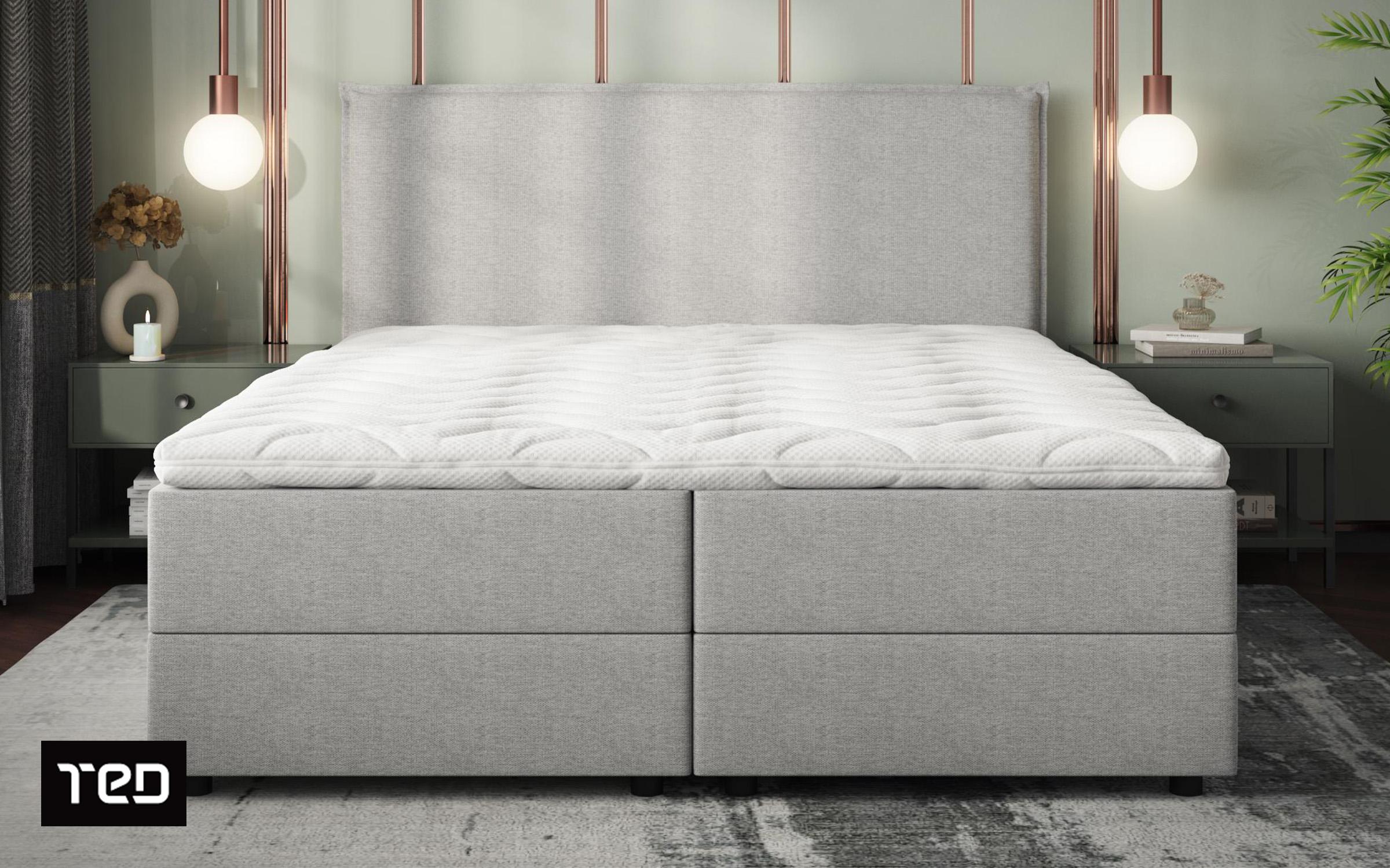 Pat dublu Modera Boxspring, gri deschis  2